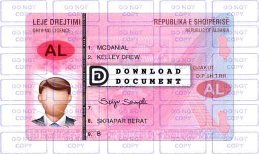 Albania driver license Template