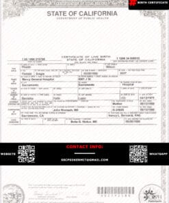 California Birth Certificate PSD Template