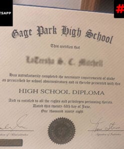 High school diploma certificate
