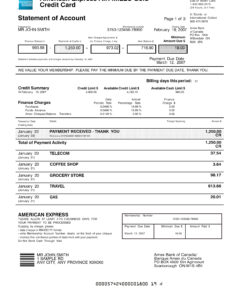 Amex Air miles Gold Card Statement Free Download