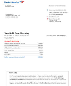 Bank Statement Bank of America Statement Free Download