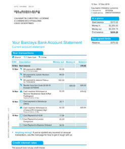 Barclays Bank Statement Free Download